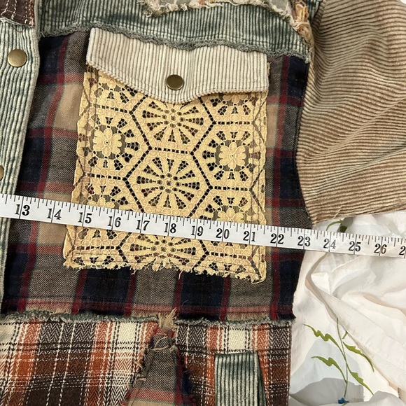 OLI & HALI Fireside Comfort Corduroy Patchwork Jacket Star Shacket Olive M - Picture 14 of 16